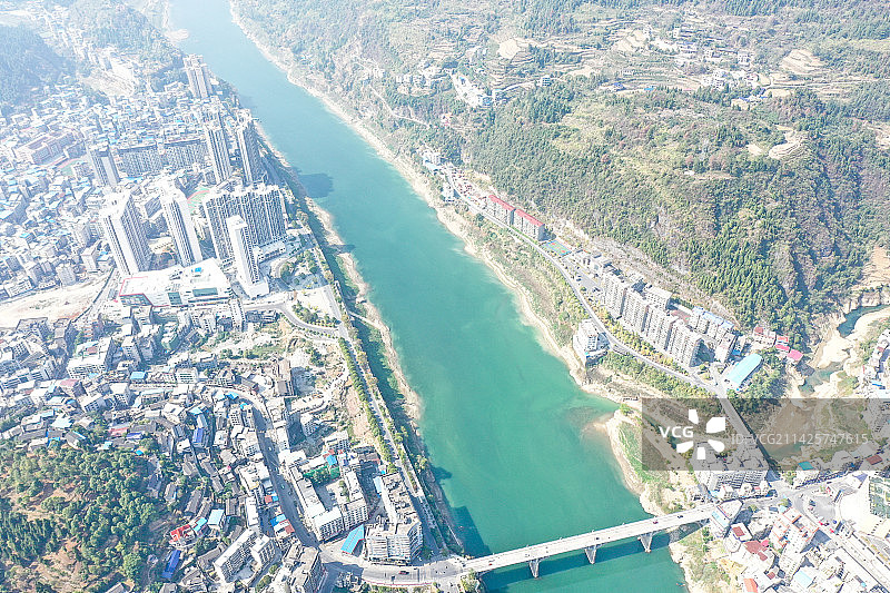 湘西保靖县县城航拍照片图片素材