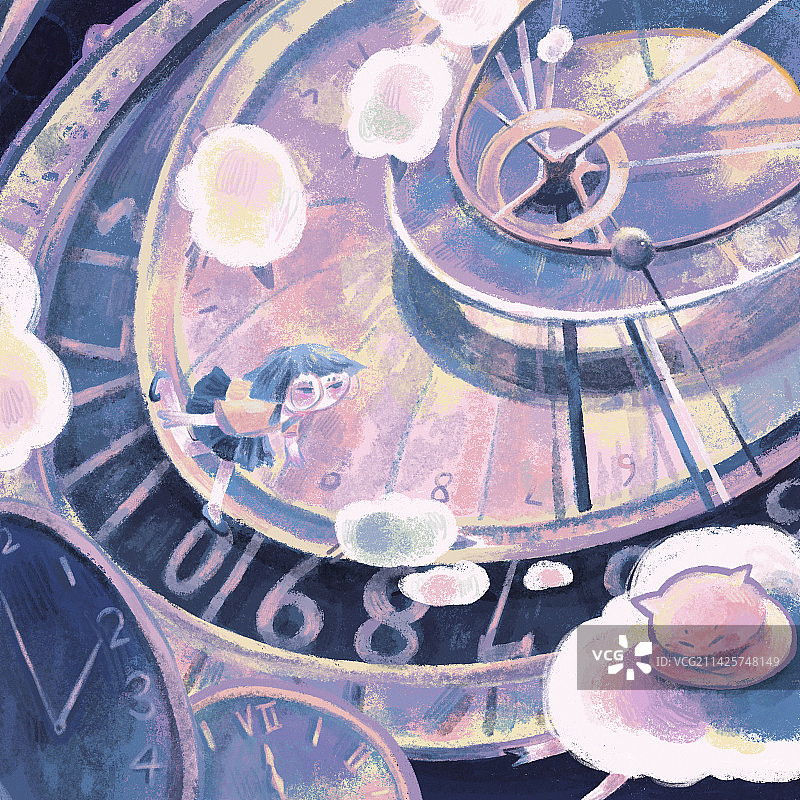 失眠度过的时间插画图片素材