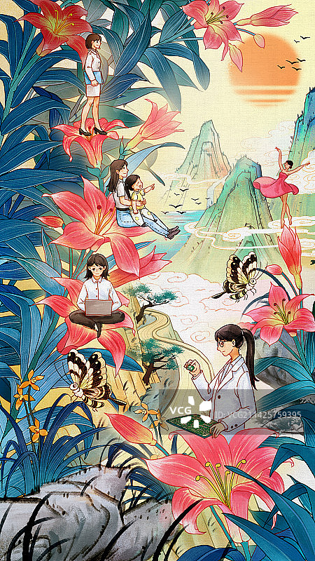 百合花妇女节图片素材