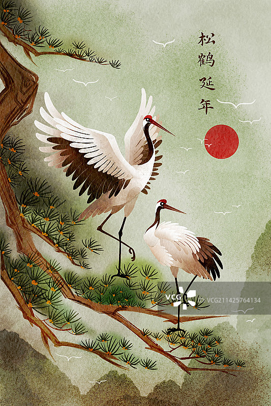 松鹤延年图片素材