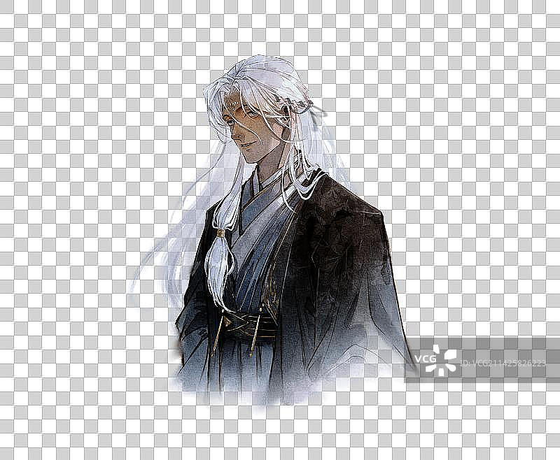 古风少年-水彩水墨插画元素3图片素材