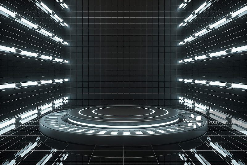 3D抽象科技展台人造空间发光背景图片素材