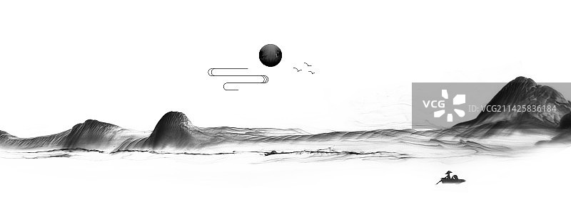 中国风山水水墨意象图图片素材