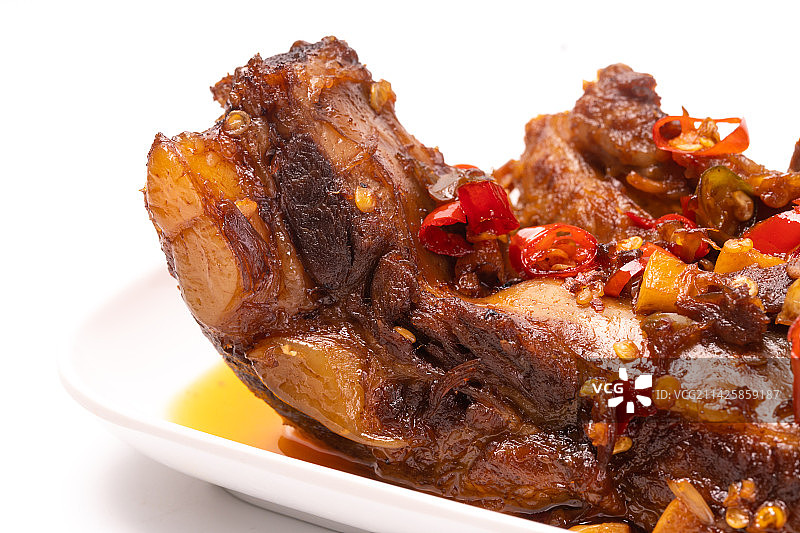 餐饮美食，红烧猪排骨，白色背景图片素材