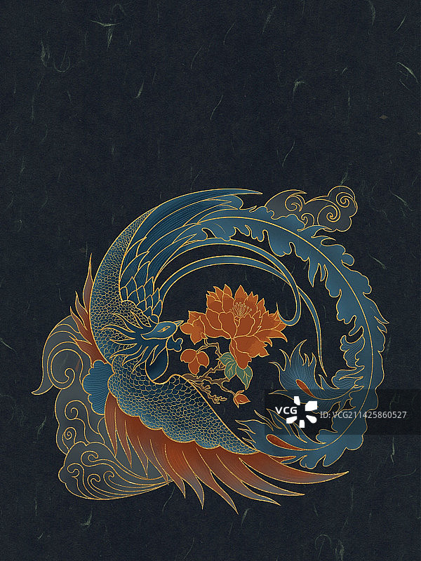 凤凰元素国潮插画图片素材