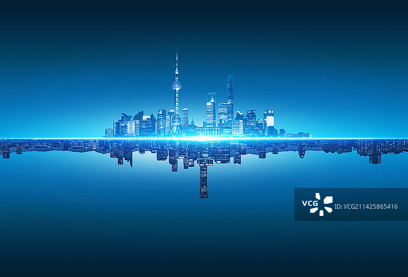 北京国贸与上海浦东科技背景图片素材