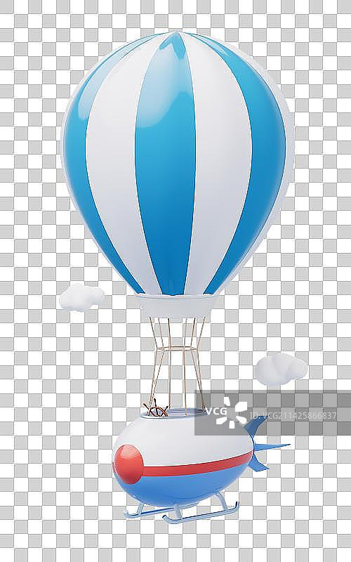 飞行的热气球3D渲染图片素材