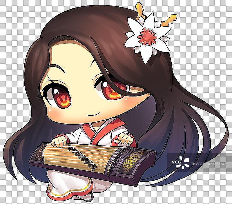 Q版系列1_弹琴的少女图片素材