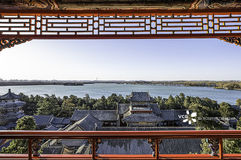颐和园从画中游景区远眺昆明湖图片素材