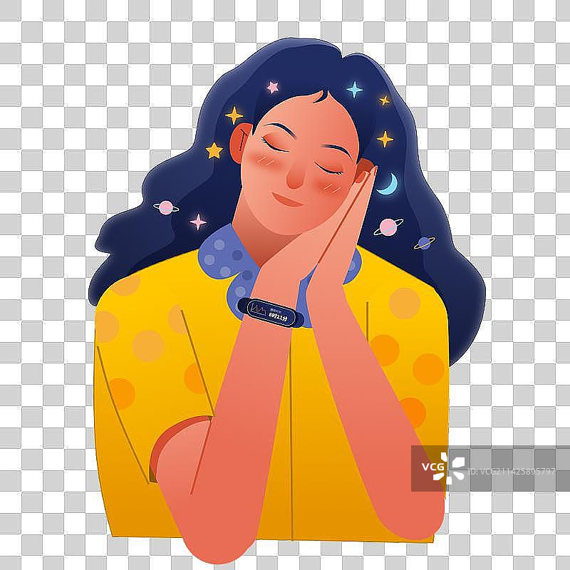 世界睡眠日-睡觉的女孩元素图片素材
