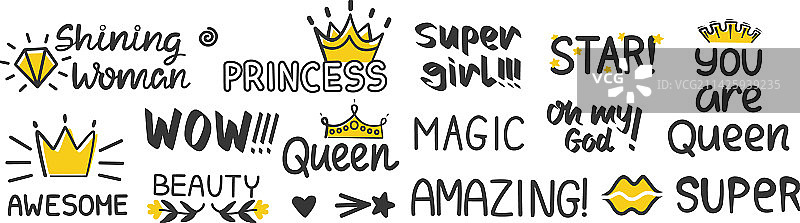 女孩积极向上的标语贴纸图片素材