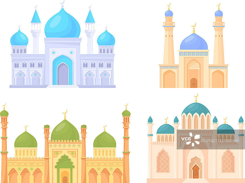 卡通清真寺建筑伊斯兰城堡沙漠图片素材
