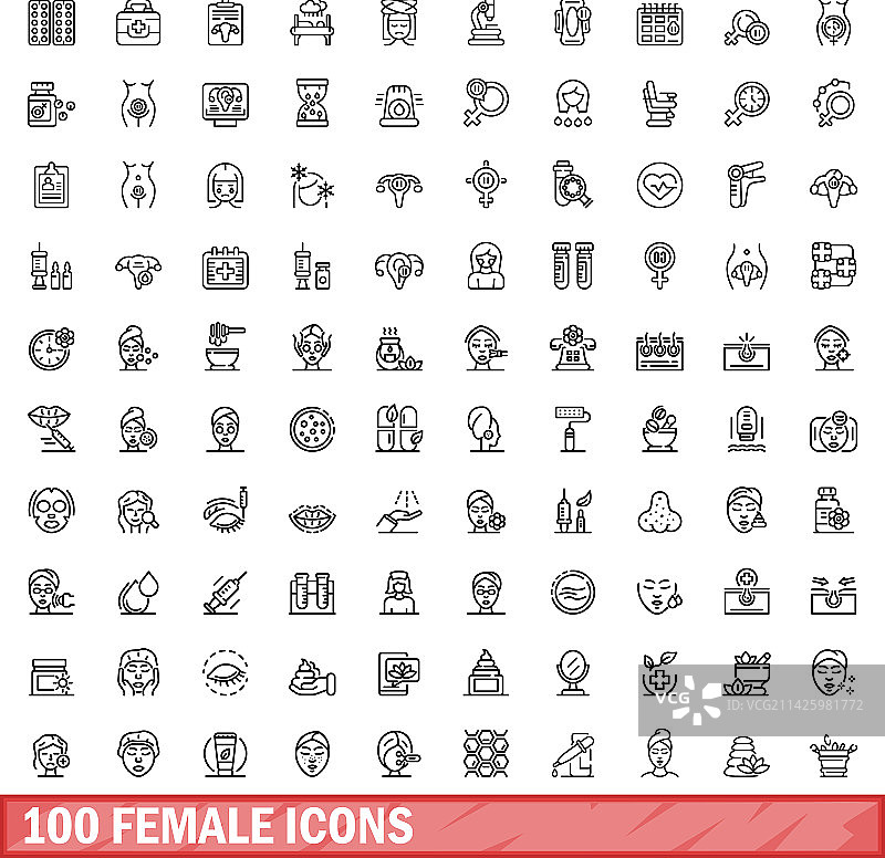 100个女人图标轮廓样式合集图片素材