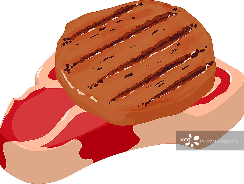 牛肉块肉类食品2.5D图标图片素材