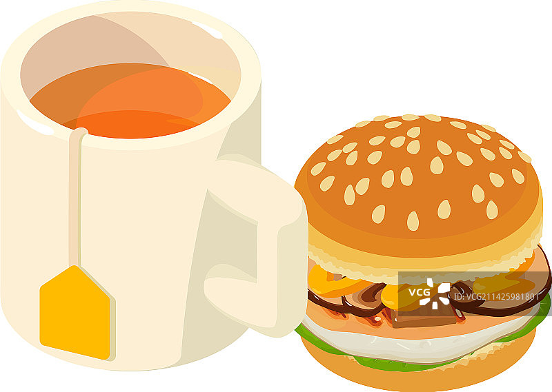 早餐图标2.5D茶杯图片素材