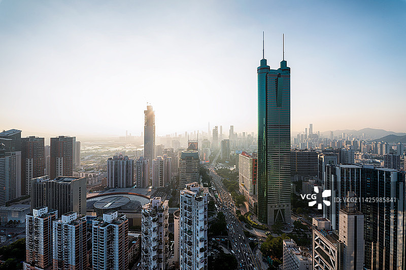 深圳罗湖地王大厦日落图片素材