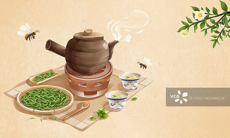 二十四节气之谷雨  喝谷雨茶图片素材