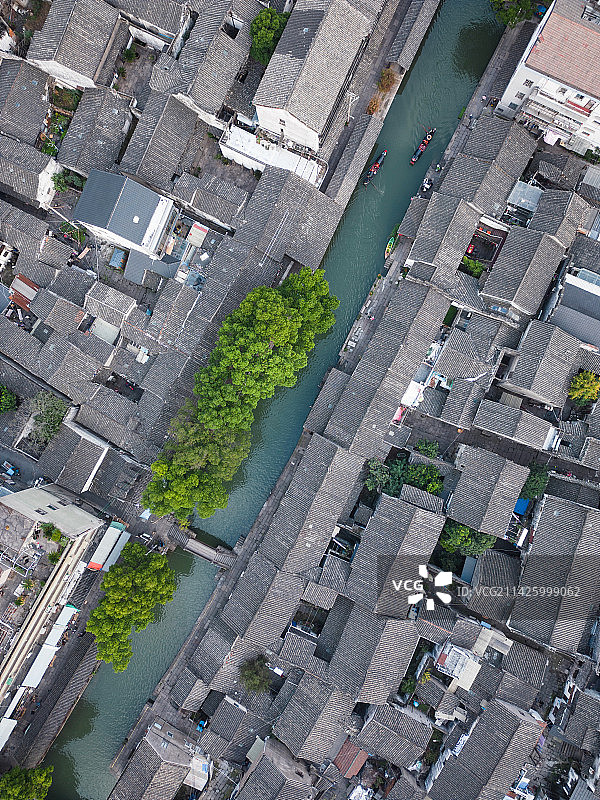 航拍绍兴安昌古镇图片素材