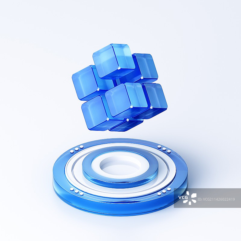 3D渲染的蓝色商务图标图片素材