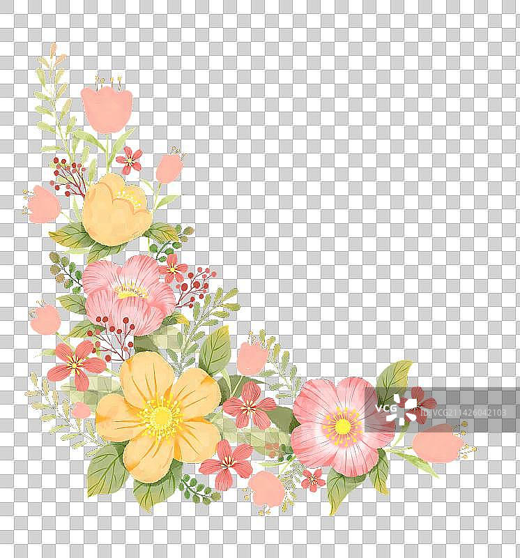 手绘水彩花束装饰图片素材