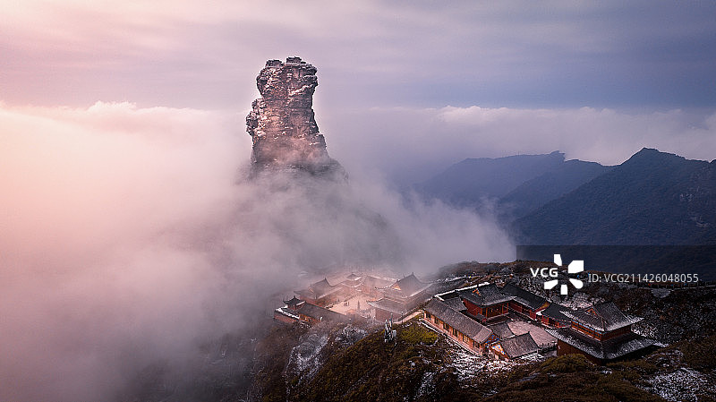 贵州江口县梵净山雪景 云海图片素材