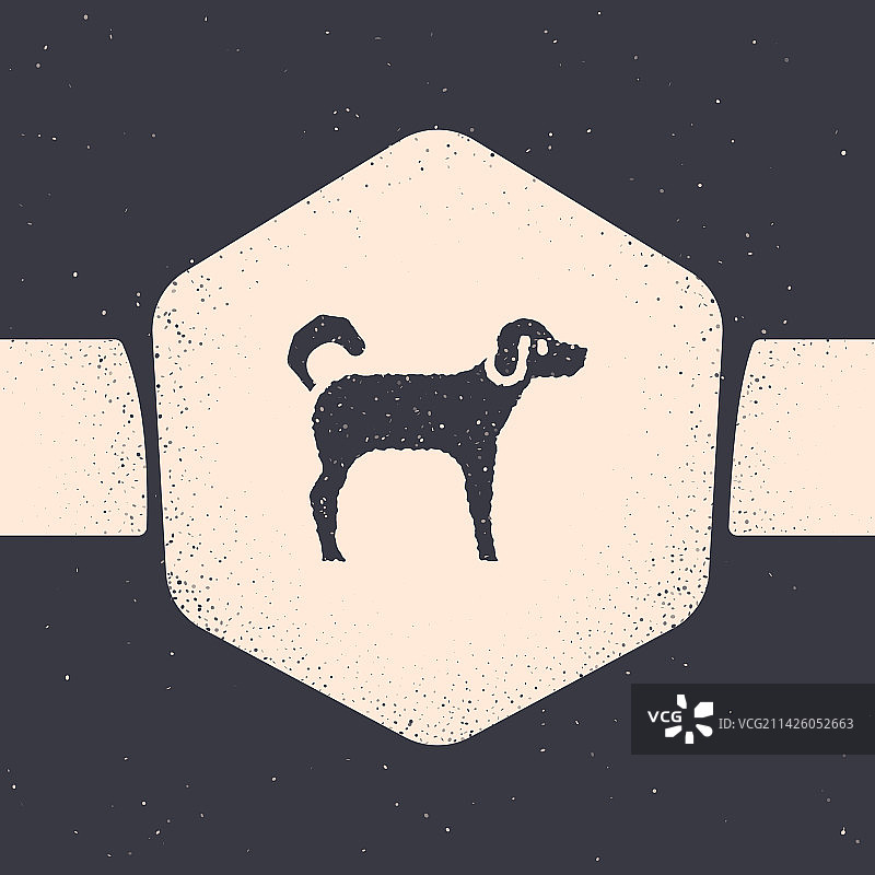 灰色背景的做旧风格小狗图标图片素材
