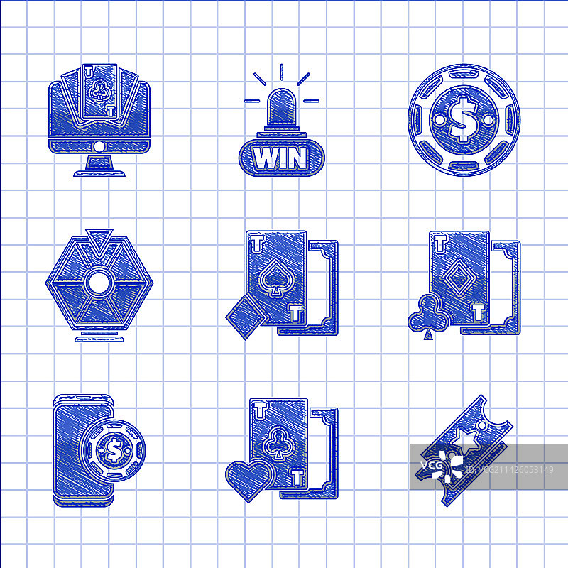 带黑桃俱乐部符号的扑克牌套装图片素材