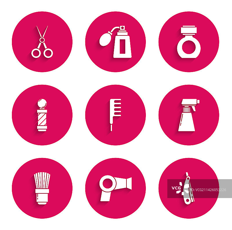 发刷吹风机直剃刀理发师套装图片素材