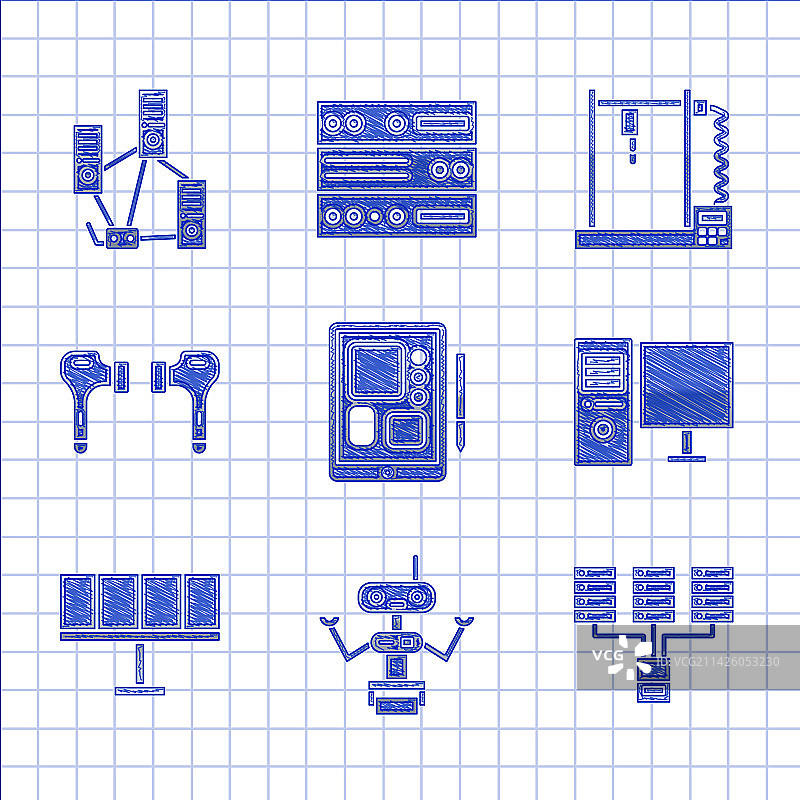绘图板机器人服务器数据网络图形合集图片素材
