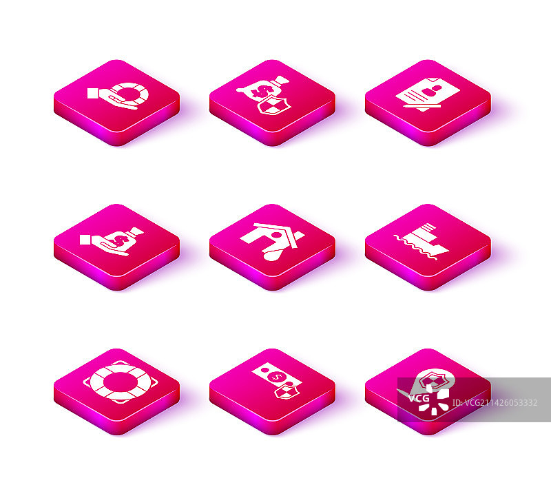 手持带有盾牌房屋的救生圈钱图片素材