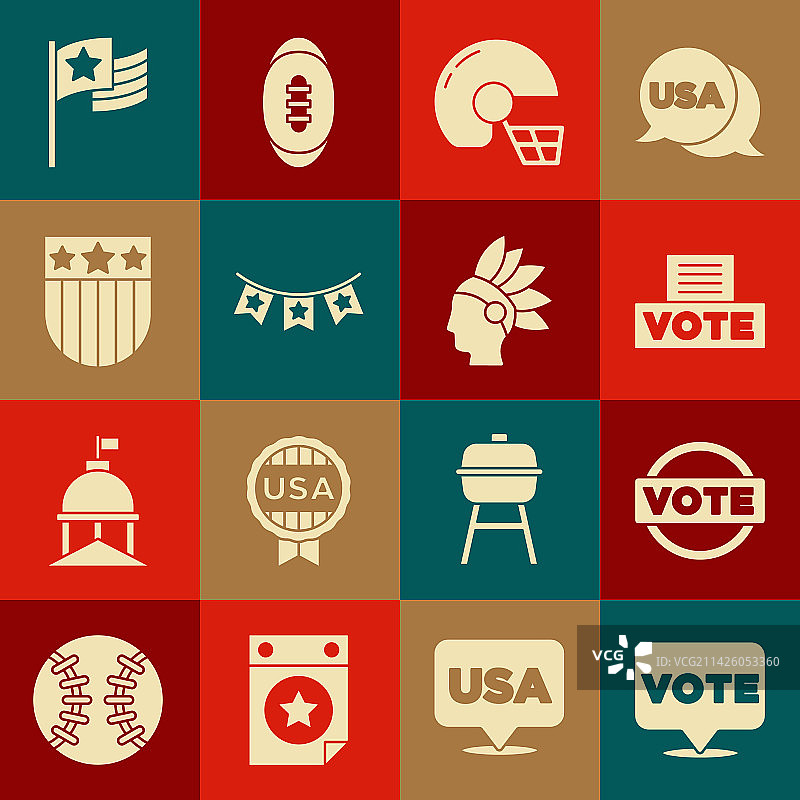 投票箱美式橄榄球头盔嘉年华套装图片素材