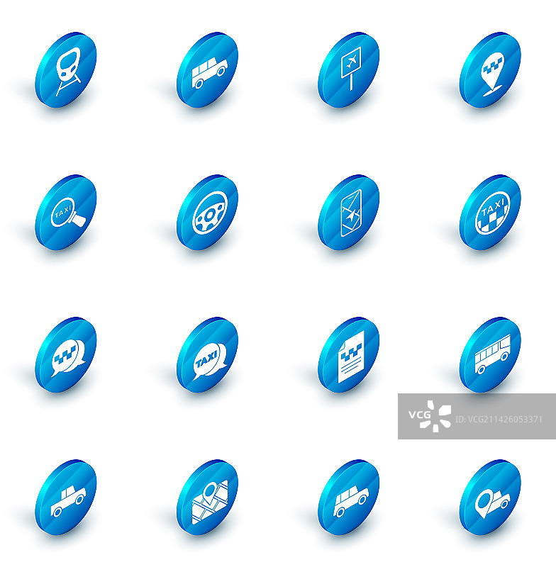 汽车机场出租车位置放大镜套装图片素材
