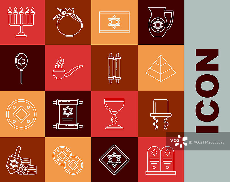 大卫之星墓碑线条组合图片素材