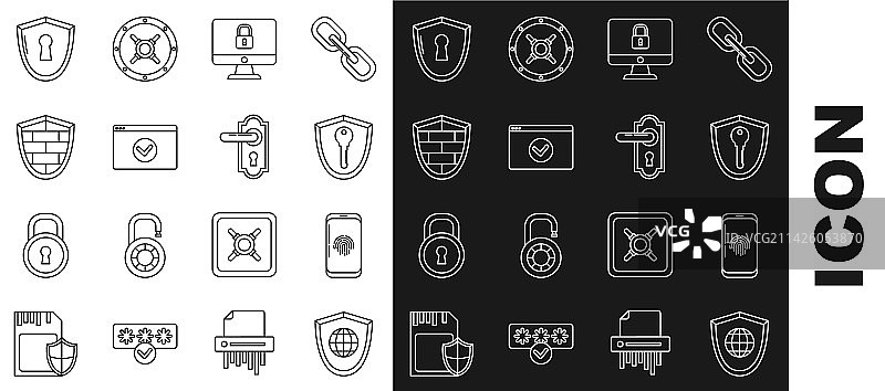 地球智能手机线条盾牌组合图片素材