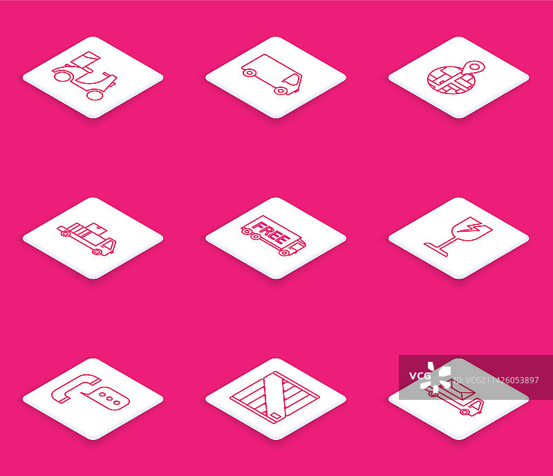 线条图案：踏板车、货运卡车图片素材