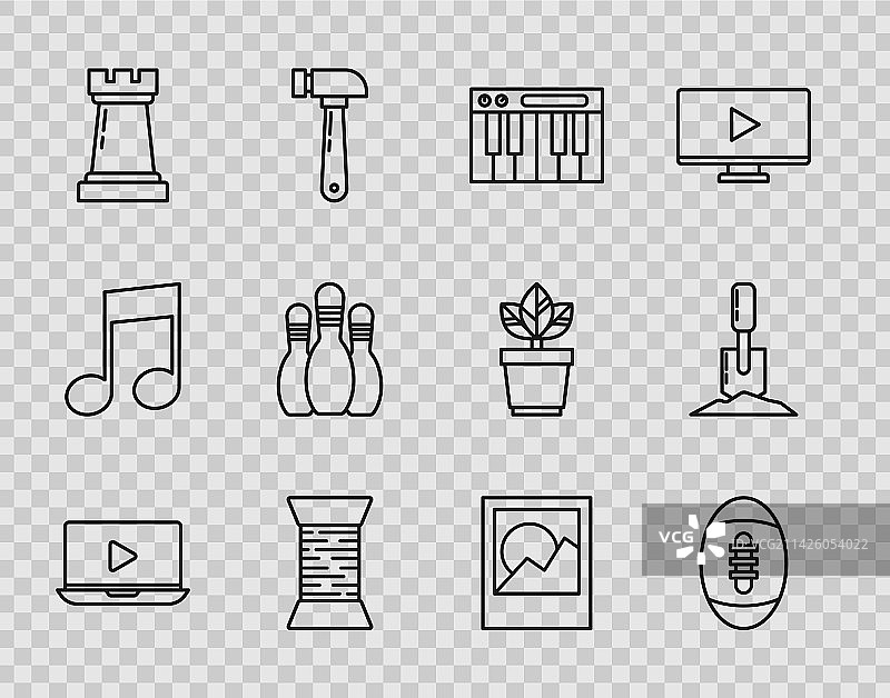 在线播放视频美式橄榄球线条图标图片素材