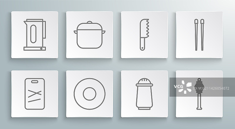 砧板、烹饪锅和盘子图案图片素材