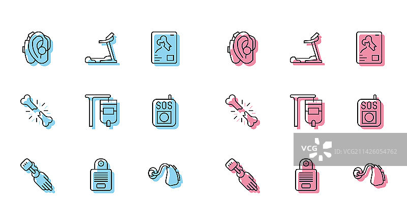 假肢手对讲机助听器线条素材图片素材