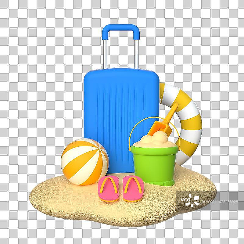 3D渲染的夏天度假物品组合图片素材