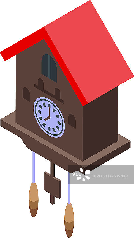 木制布谷鸟钟2.5D图标图片素材
