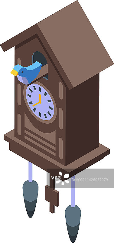 摆钟图标2.5D布谷鸟钟图片素材