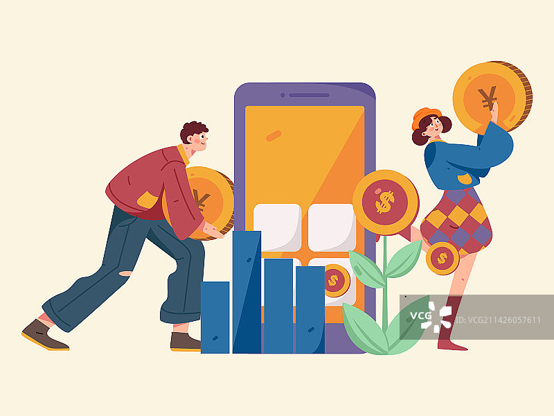 互联网金融理财投资扁平矢量概念运营手绘插画图片素材