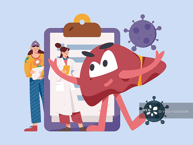 全国护肝日医疗人物扁平矢量概念运营手绘插画图片素材