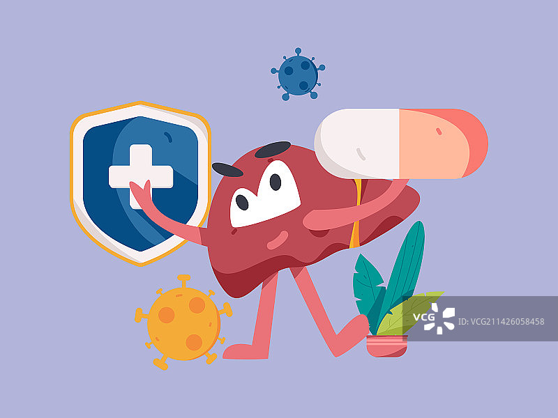 全国护肝日医疗人物扁平矢量概念运营手绘插画图片素材