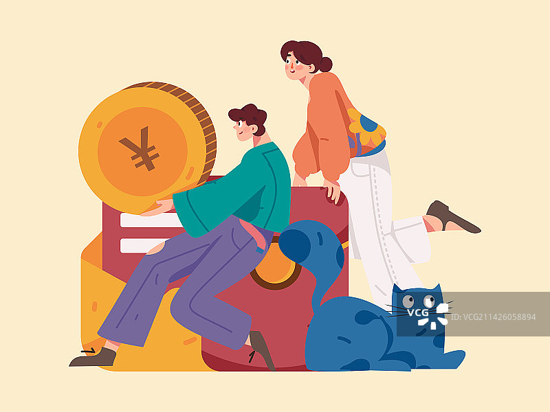 使用红包拉新促活扁平矢量人物概念运营手绘插画图片素材