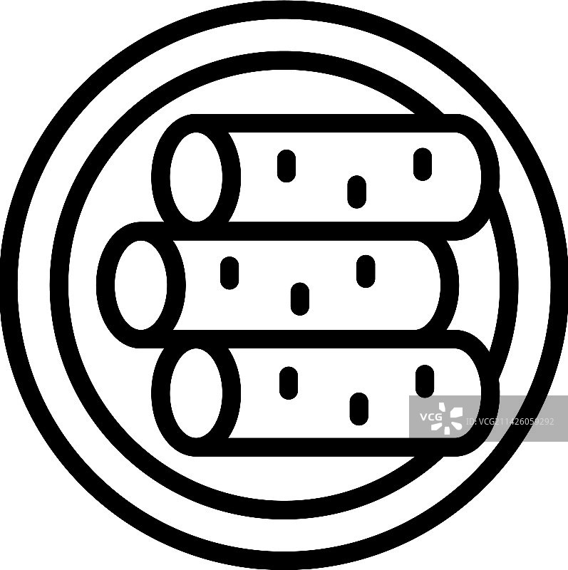 春卷盘轮廓图标（亚洲美食菜单）图片素材