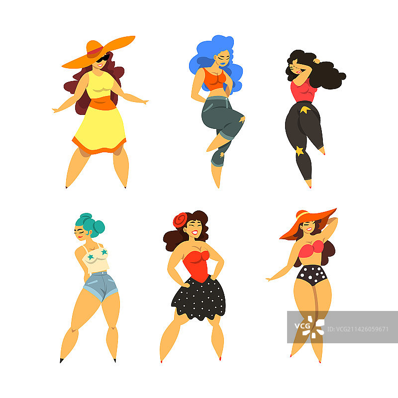 大码女模特摆姿势微笑图片素材