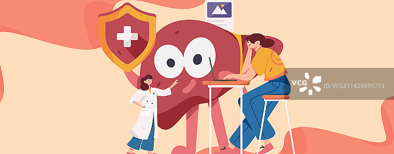 全国护肝日医疗人物扁平矢量概念运营手绘插画图片素材