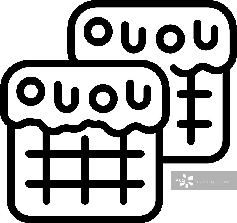 比利时华夫饼糕点蛋糕图标轮廓图片素材