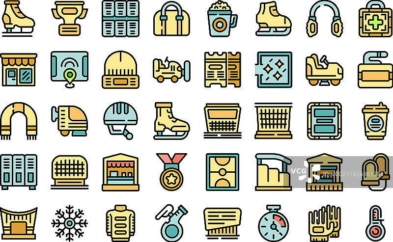 溜冰场彩色扁平图标集图片素材